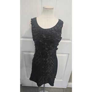 Lucy‎ Paris Black Fringe Textured Cocktail Dress Size Small Sleeveless Party p78